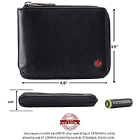 Alpine Swiss Zipper Bifold Wallet for Men Women Rfid Protected Genuine Leather