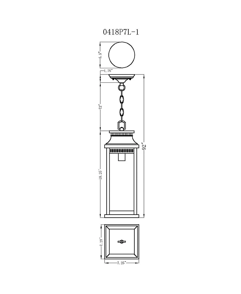 Cwi Lighting 18.25" Metal Milford 1 Light Outdoor Pendant