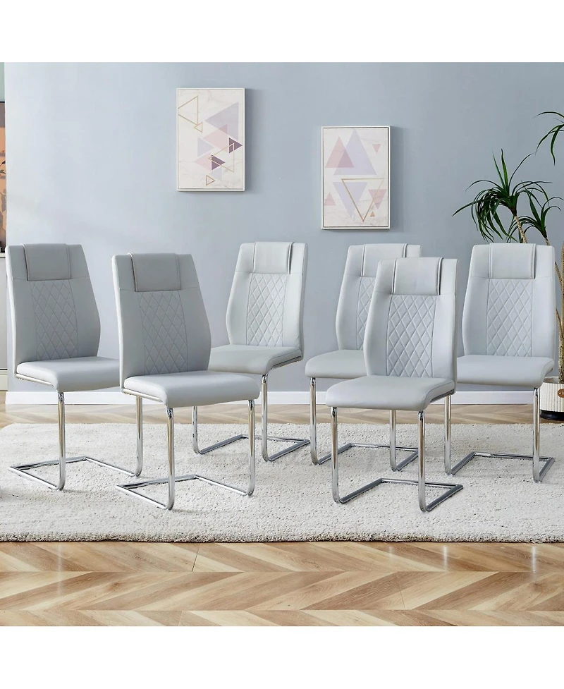 Set of 6 Faux Leather Cushioned Side Chairs