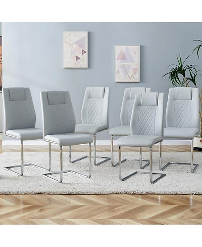 Set of 6 Faux Leather Cushioned Side Chairs