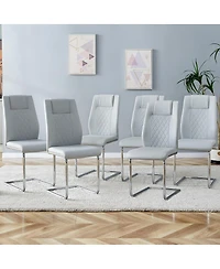 Set of 6 Faux Leather Cushioned Side Chairs