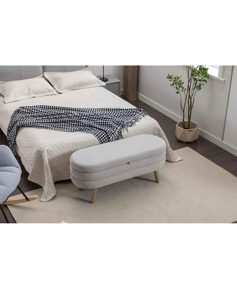 Streamdale Velvet Storage Bench with Wood Legs