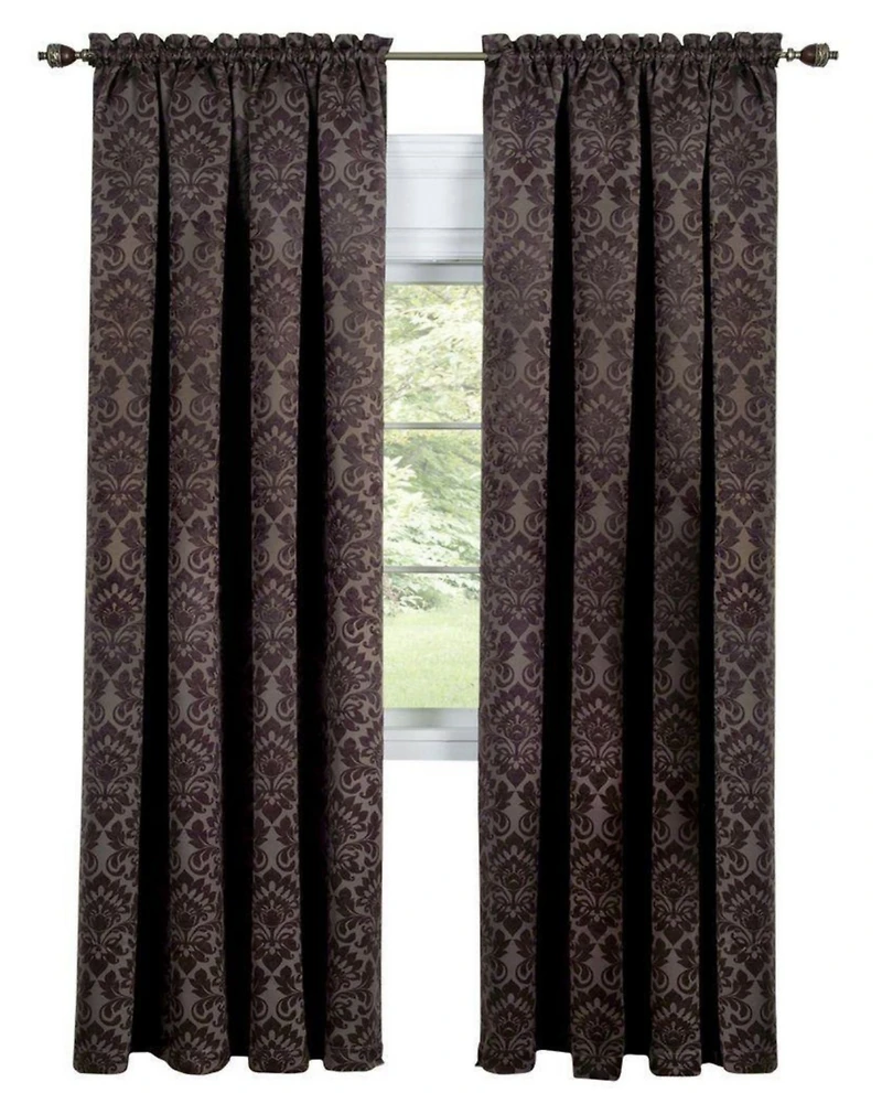 Kate Aurora Royal Living 2 Piece Curtain Panels - 63 in. Long Brown