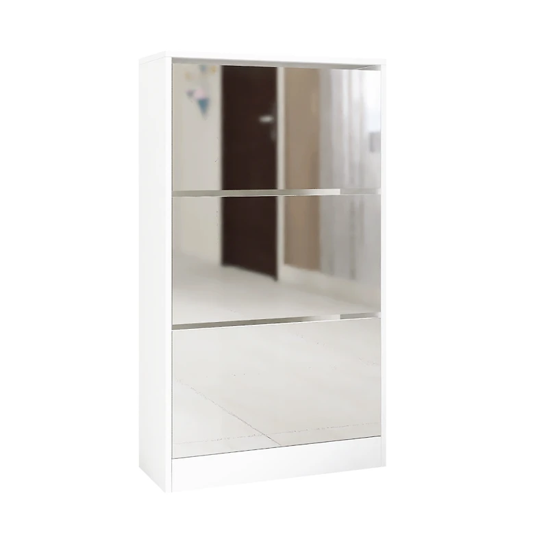 Streamdale 3-Tier Wood Shoe Cabinet with Mirror