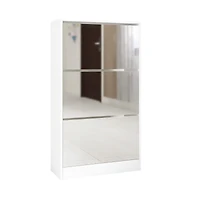 Streamdale 3-Tier Wood Shoe Cabinet with Mirror