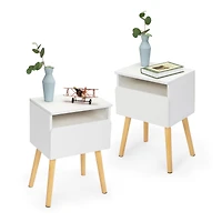 Streamdale Furniture Modern White Bedside Table with Drawers and Shelves