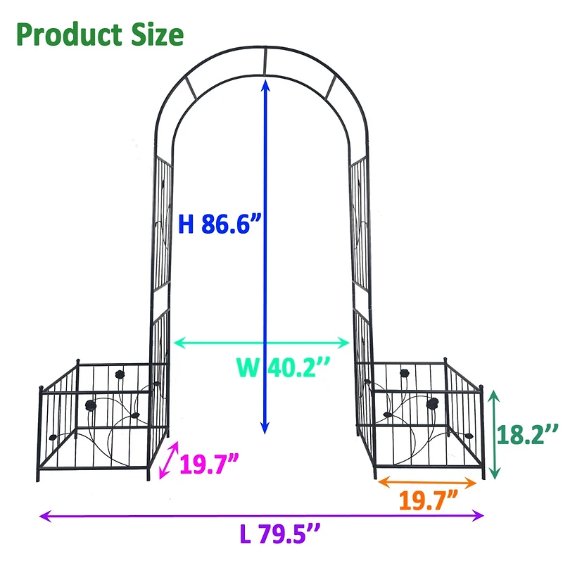 Streamdale Furniture Metal Garden Arch with Plant Stands for Climbing Plants