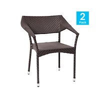 Merrick Lane Cheri Fade And Weather Resistant Modern Pe Rattan Patio Dining Chair With Reinforced Steel Frame