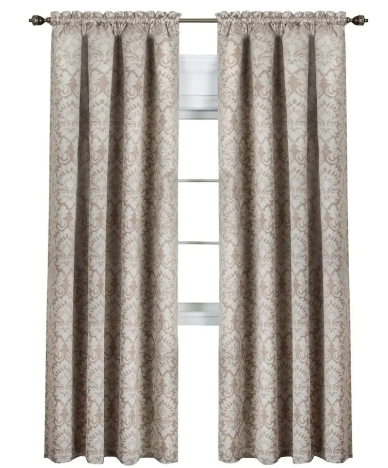 Kate Aurora Royal Living 2 Piece Curtain Panels - 63 in. Long Ivory