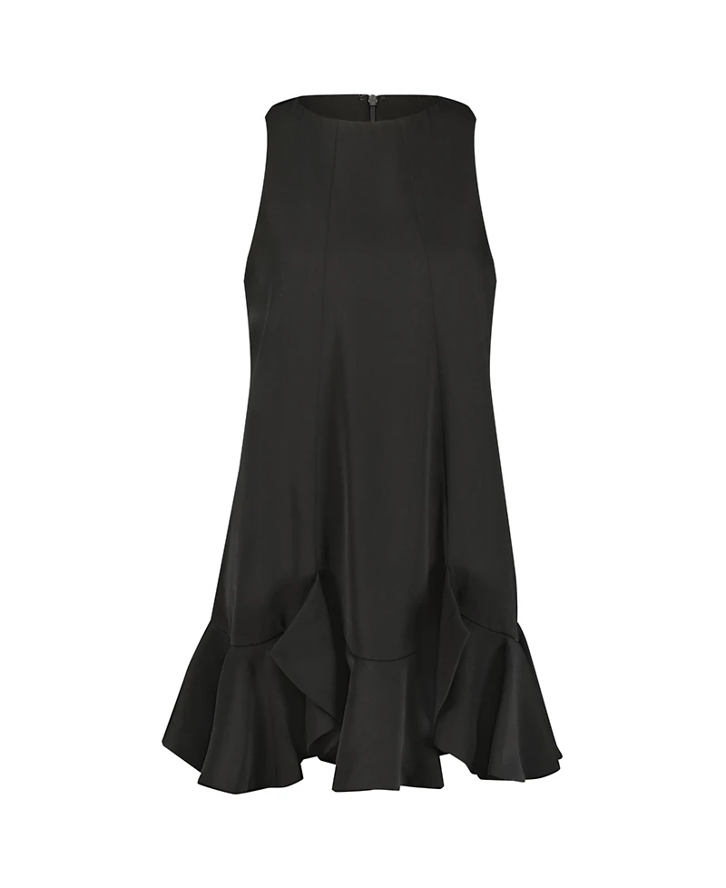 Women's Crepe Sleeveless Ruffle Hem Mini Dress