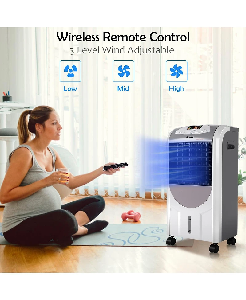 Portable Air Cooler Fan & Heater Humidifier with Washable Filter Remote Control