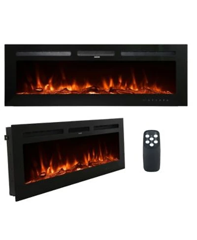 Mondawe Recessed Wall Mounted Electric Fireplace 5000 Btu Heater With Remote Control