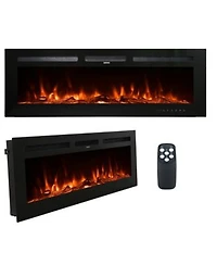 Mondawe Recessed Wall Mounted Electric Fireplace 5000 Btu Heater With Remote Control