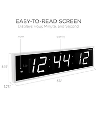 Ivation Large Digital Clock, 36" Led Wall Clock with Alarms, Timer & More