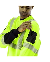 RefrigiWear Men's HiVis Crewneck Sweatshirt with Reflective Tape - High Visibility Safety Pullover