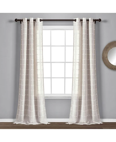 Lush Decor Farmhouse Textured Grommet Sheer Window Curtain Panels