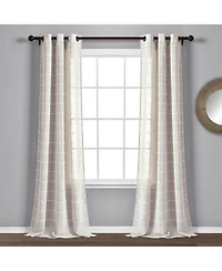 Lush Decor Farmhouse Textured Grommet Sheer Window Curtain Panels