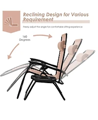 Slickblue Outdoor Folding Zero Gravity Reclining Lounge Chair with Utility Tray