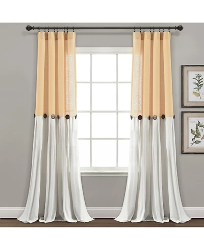 Lush Decor Linen Button Window Curtain Panels