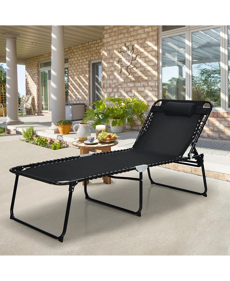 Slickblue 4 Position Folding Lounge Chaise with Adjustable Backrest and Footrest