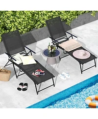 Slickblue 2 Piece Patio Folding Chaise Lounge Chairs Recliner with 6-Level Backrest