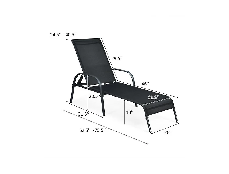 Slickblue Adjustable Patio Chaise Folding Lounge Chair with Backrest