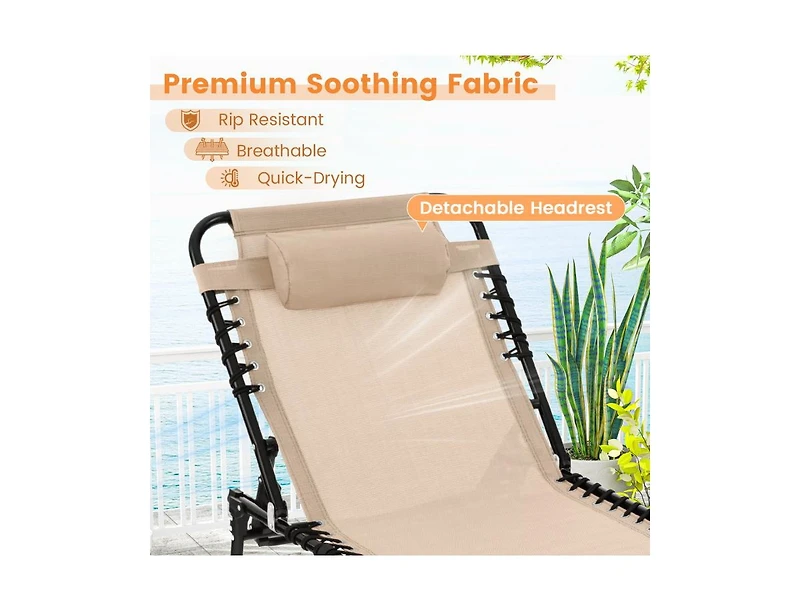 Slickblue Foldable Recline Lounge Chair with Adjustable Backrest and Footrest