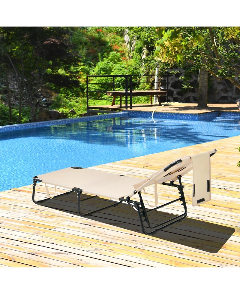 Slickblue Beach Chaise Lounge Chair with Face Hole and Removable Pillow