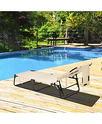 Slickblue Beach Chaise Lounge Chair with Face Hole and Removable Pillow