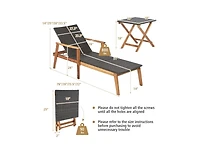 Slickblue 2 Pieces Patio Chaise Lounge and Table Set with 4-Level Adjustable Backrest