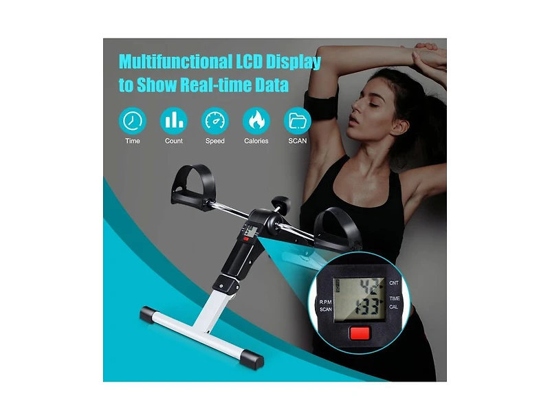 Slickblue Folding Under Desk Indoor Pedal Exercise Bike for Arms Legs