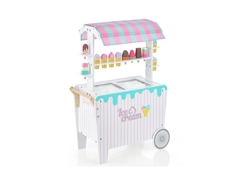 Slickblue Kid's Ice Cream Cart Playset with Display Rack and Accessories