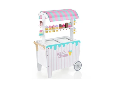 Slickblue Kid's Ice Cream Cart Playset with Display Rack and Accessories