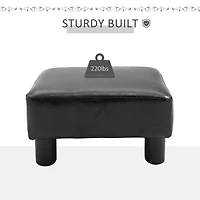 Small Faux Leather Ottoman Footrest, Black