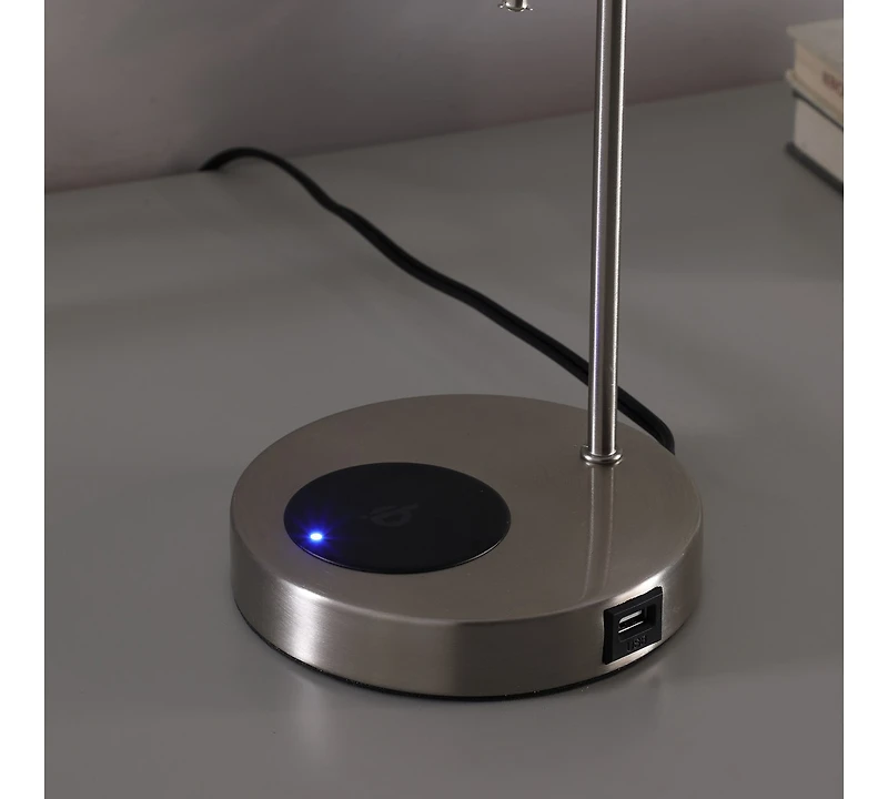 Streamdale 20-Inch Shelby Modern Craft Table Lamp with Usb Charging Station