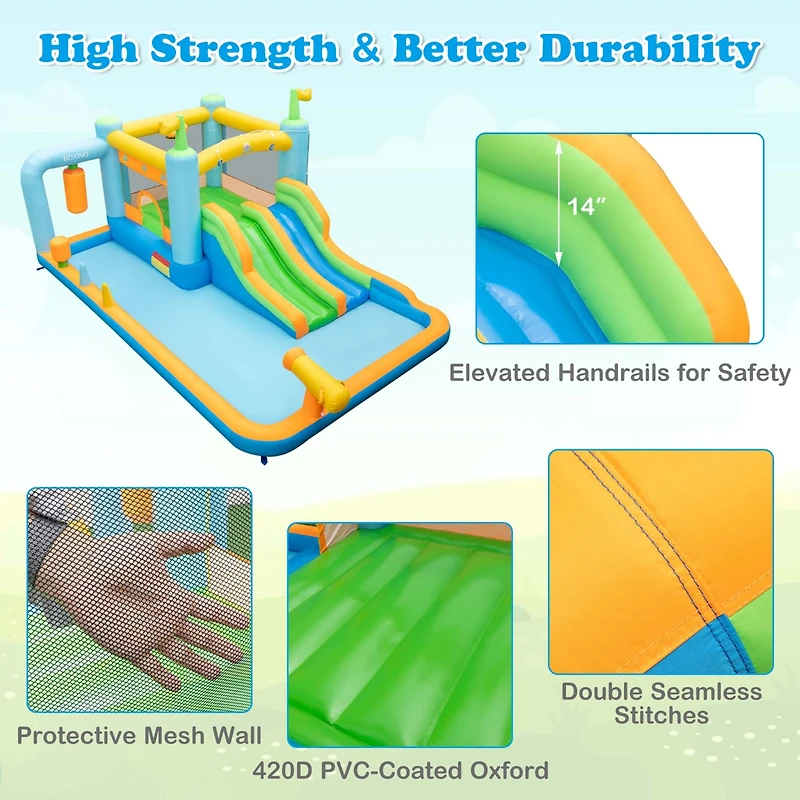 Inflatable Water Slide Giant Kids Bounce House Park Splash Pool without Blower