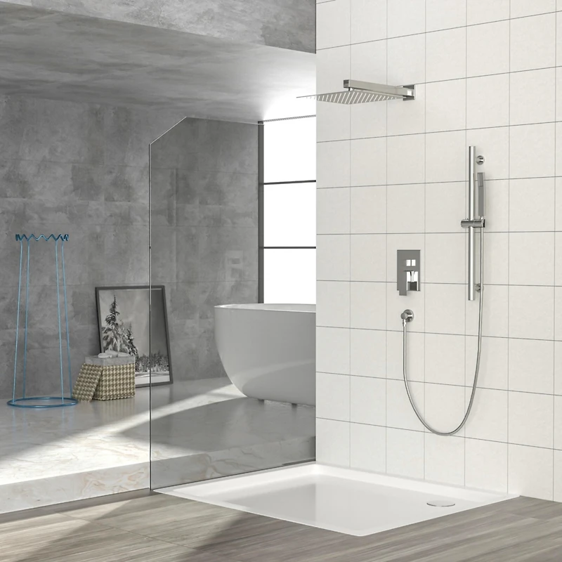 Brushed Nickel Wall Mounted Rain Shower System