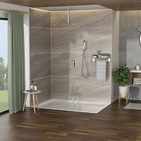 Ceiling Shower Set - 12 Inch Square Shower Set, Dual Shower Heads, Brushed Nickel