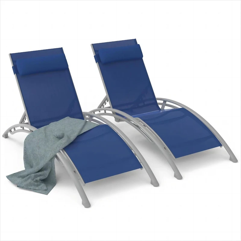 Simplie Fun Blue Outdoor Chaise Lounge Set - 2 Chairs