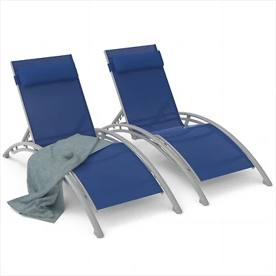 Simplie Fun Blue Outdoor Chaise Lounge Set - 2 Chairs