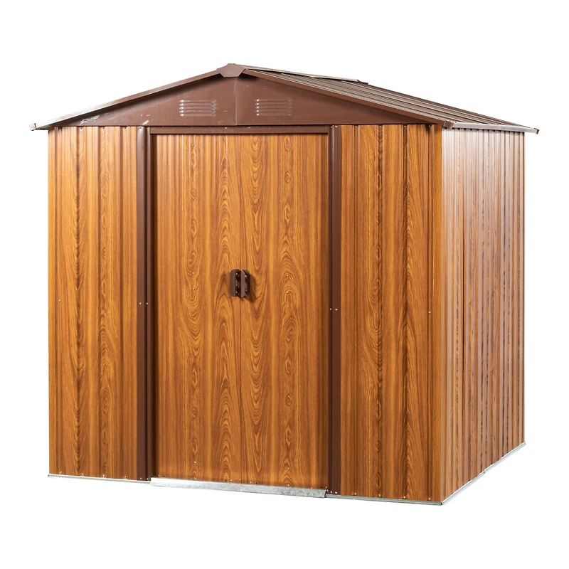 Streamdale 6x6 Metal Storage Shed with Wood Grain Horizontal Siding