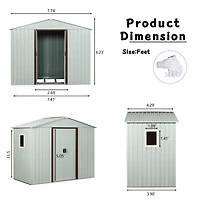 8FT X 4FT Outdoor Metal Storage Shed With Window White