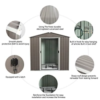 Streamdale 6FT X 5FT Outdoor Metal Storage Shed Gray
