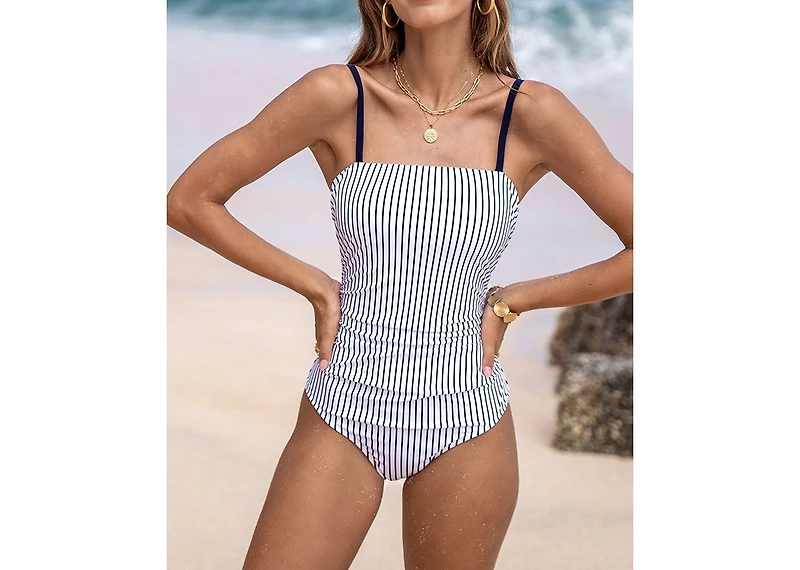 Cupshe Women's Striped Square Neck One-piece Swimsuit
