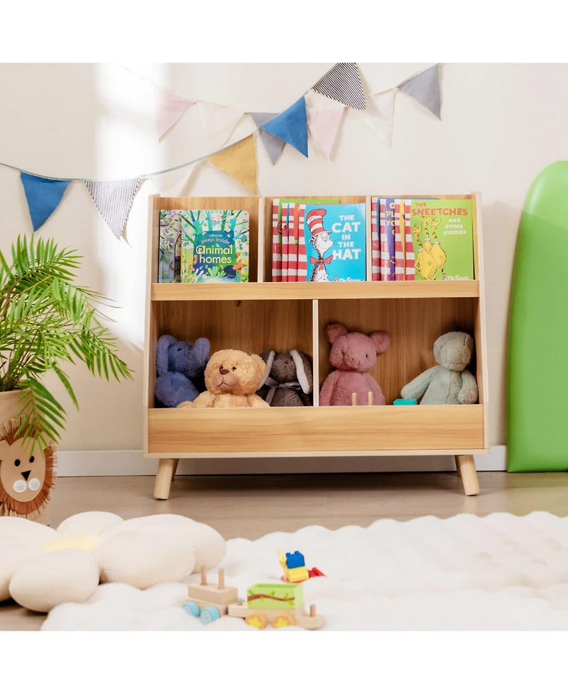 5-Cube Kids Bookshelf and Toy Organizer with Anti-Tipping Kits for Safe Efficient Storage