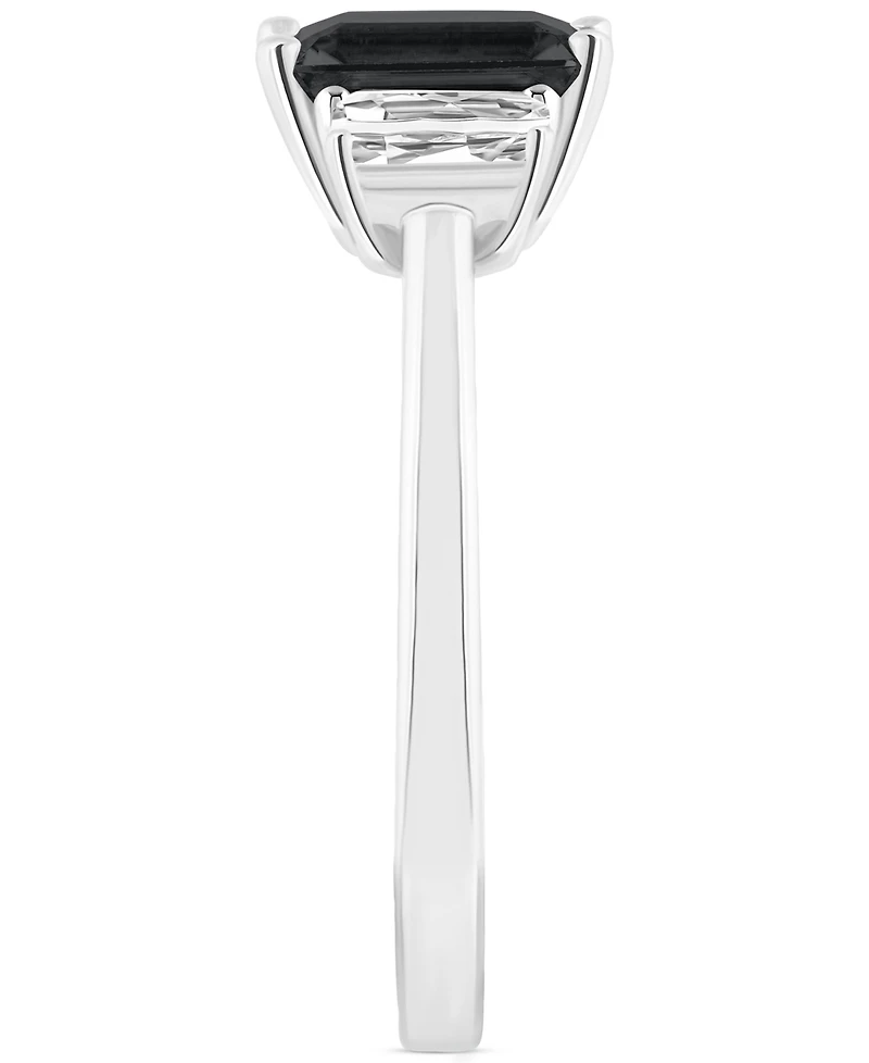 Onyx & White Topaz (3/4 ct. t.w.) Emerald-Cut Statement Ring Sterling Silver