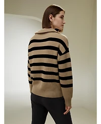 Lilysilk Women's Collared Quarter-Zip Wool Sweater
