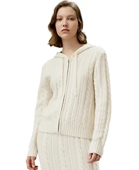 Bela Cable-Knit Wool-Cashmere Blend Hoodie for Women