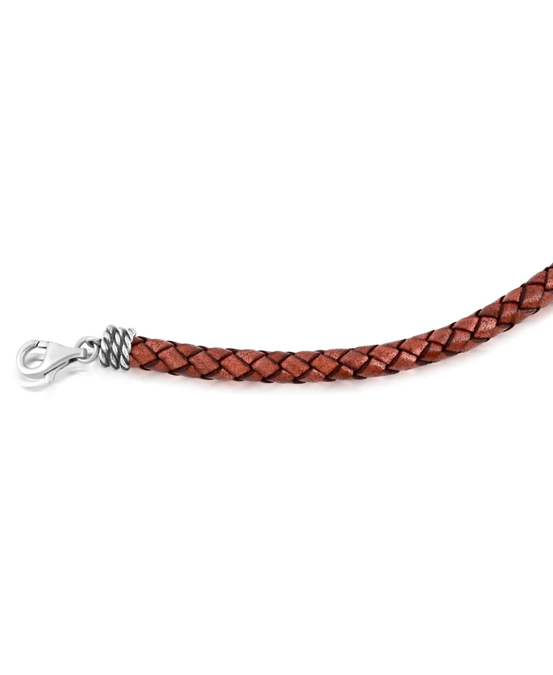 American West Jewelry Braided Genuine Leather and Sterling Silver Necklace, 17-20 Inch Length