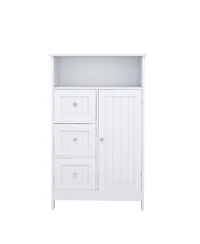 Streamdale Furniture Bathroom Standing Storage Cabinet With 3 Drawers And 1 Door